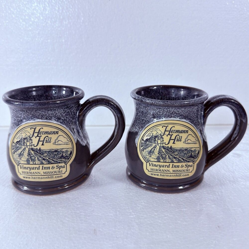 Set Of 2 - Deneen Pottery Herman Hill Vineyard Inn & Spa Herman MO Coffee Mugs